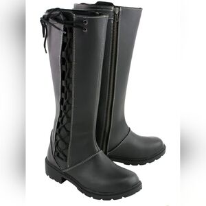 Milwaukee Black 17-Inch Lace Side Leather Boots with Contrast Stitching #1124